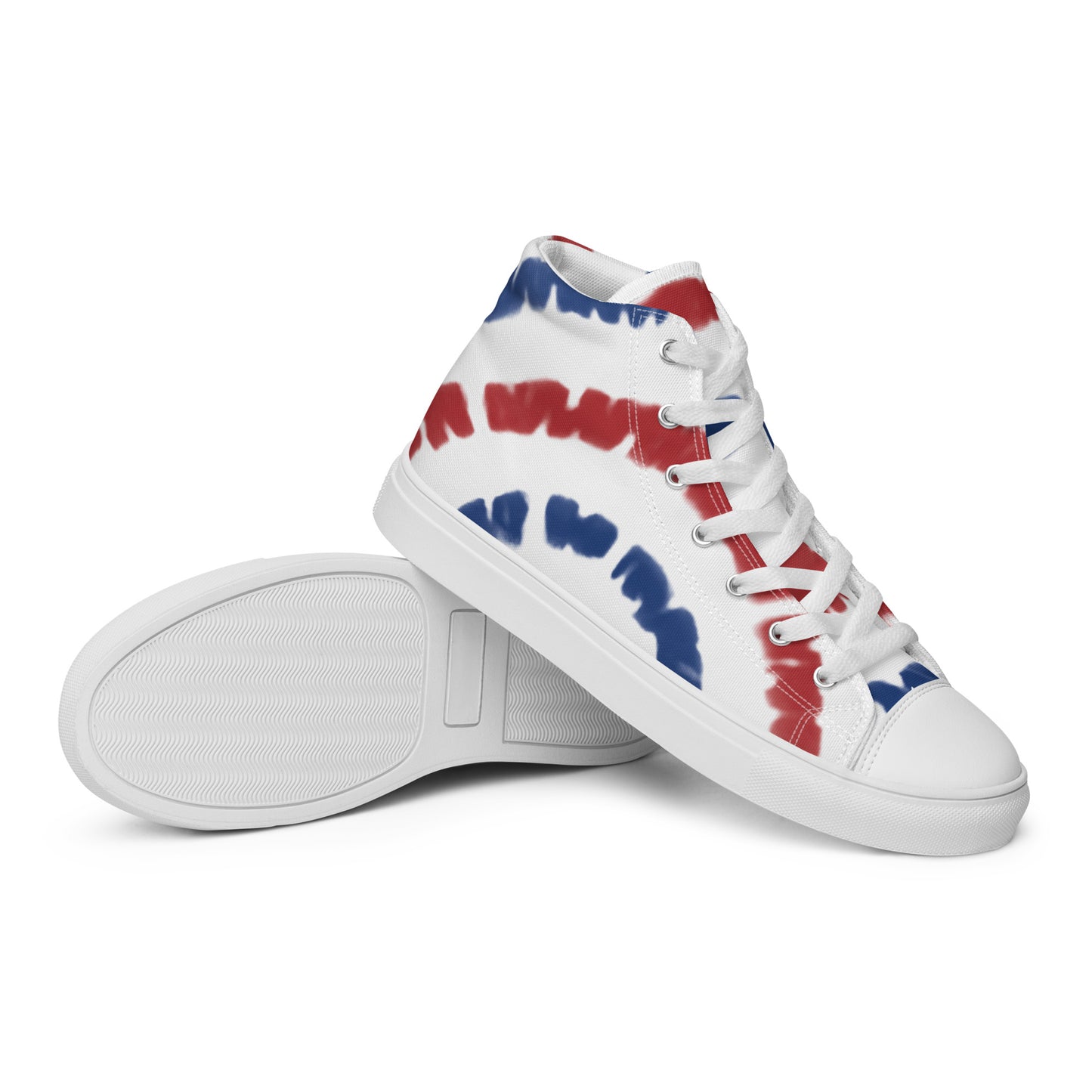 Women’s High Top Canvas Shoes Red White and Blue Tie Dye