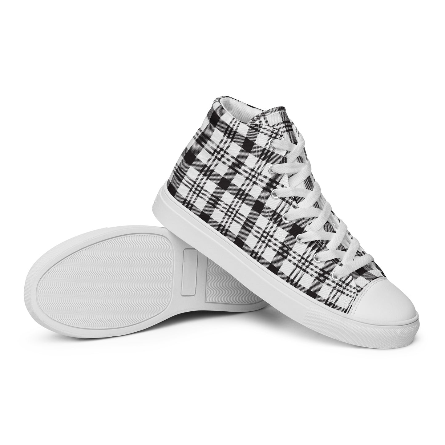 Women’s High Top Canvas Shoes Black Plaid