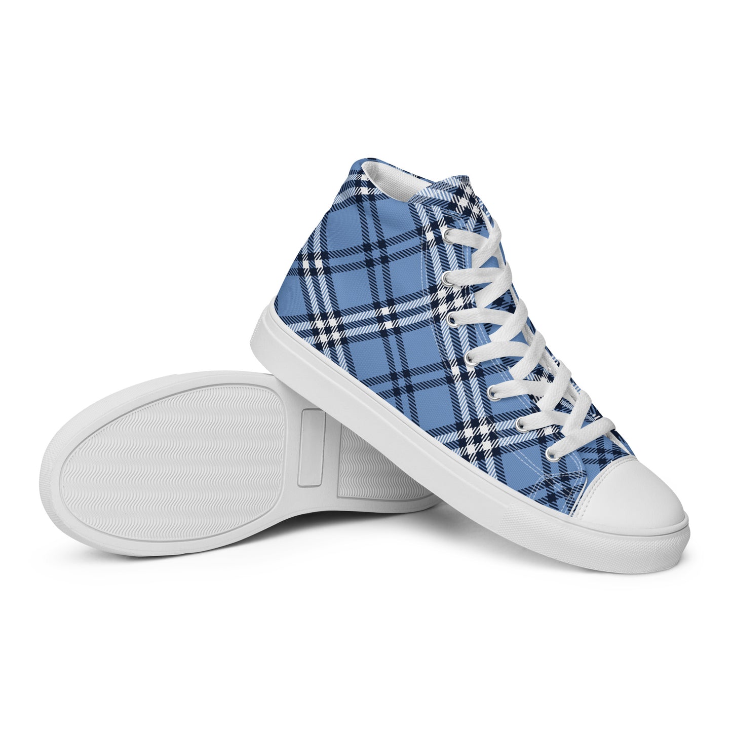 Women’s High Top Canvas Shoes Blue Plaid