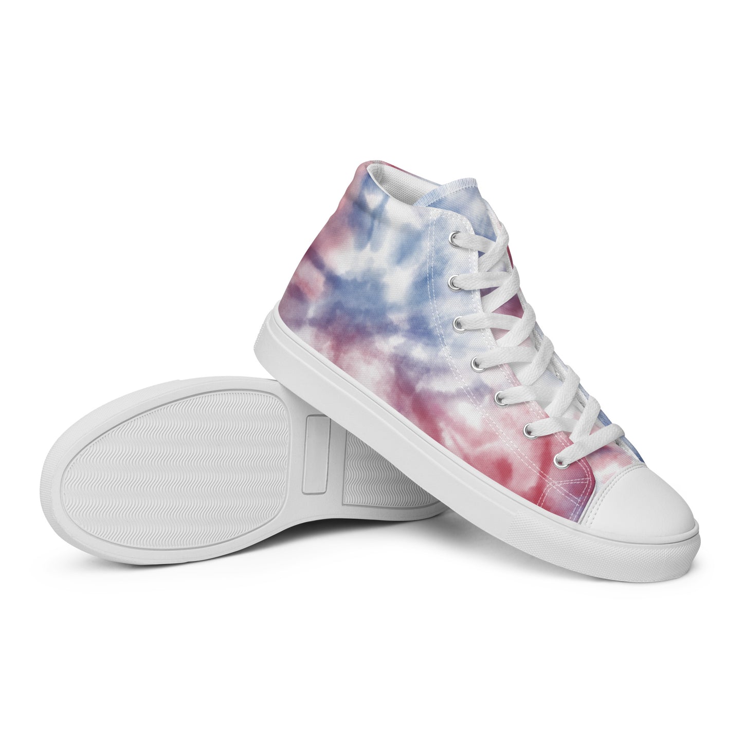 Women’s High Top Canvas Shoes Red White and Blue Faded Tie Dye