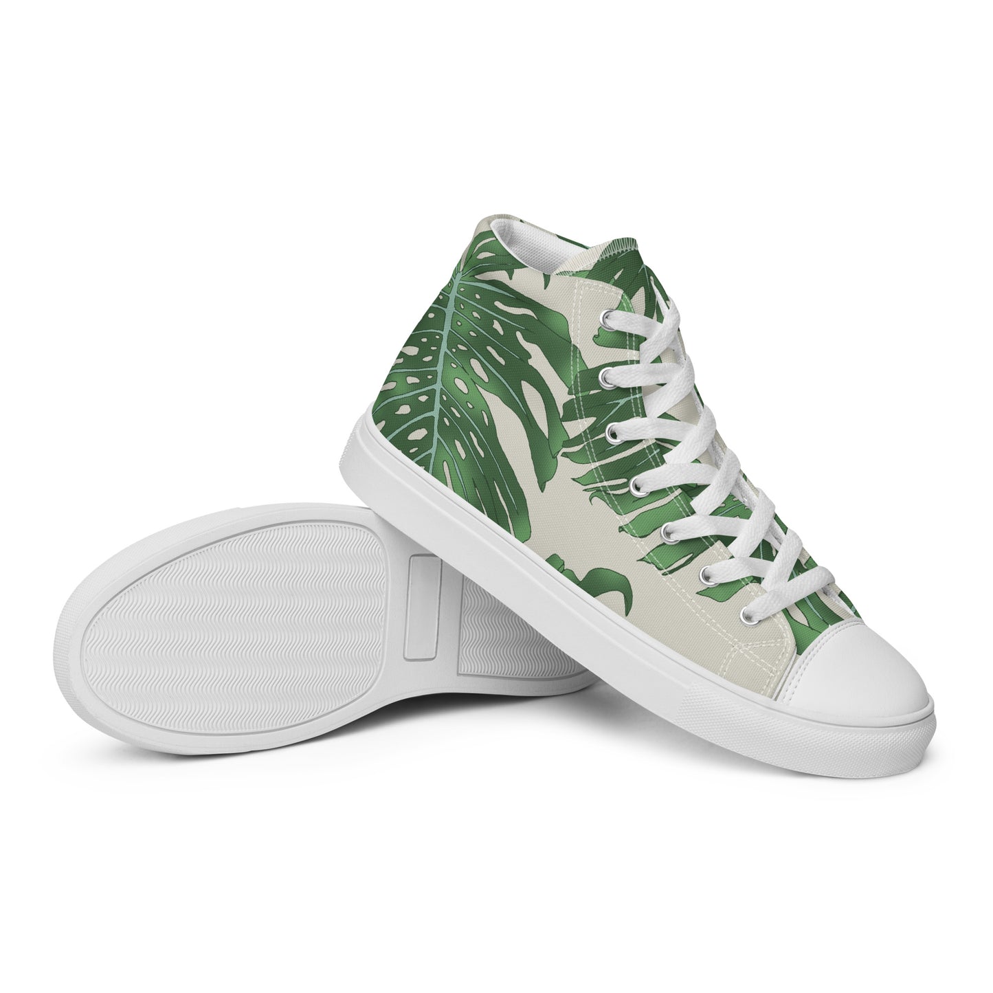 Women’s High Top Canvas Shoes Monstera Leaves