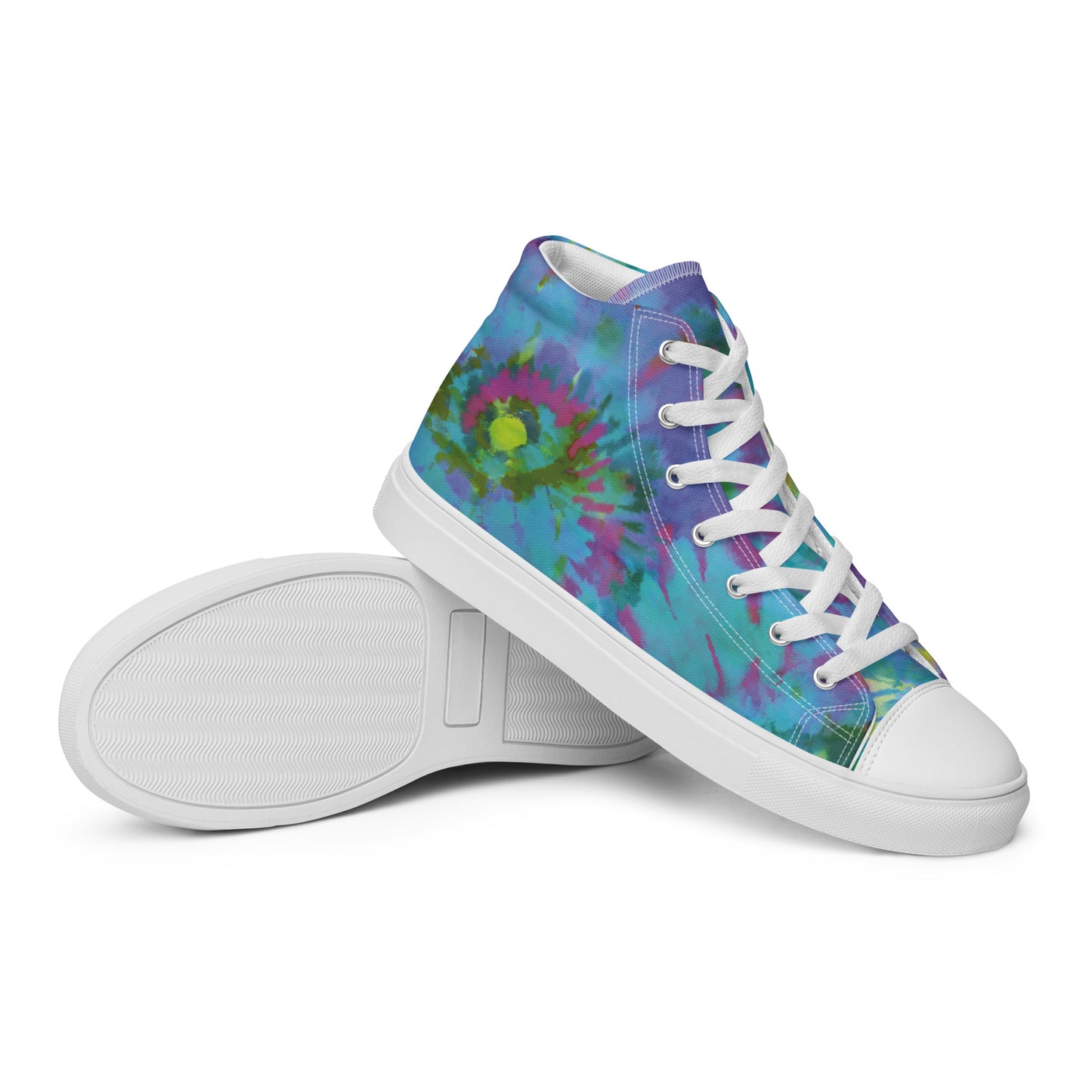 Women’s High Top Canvas Shoes Blue Rainbow Tie Dye