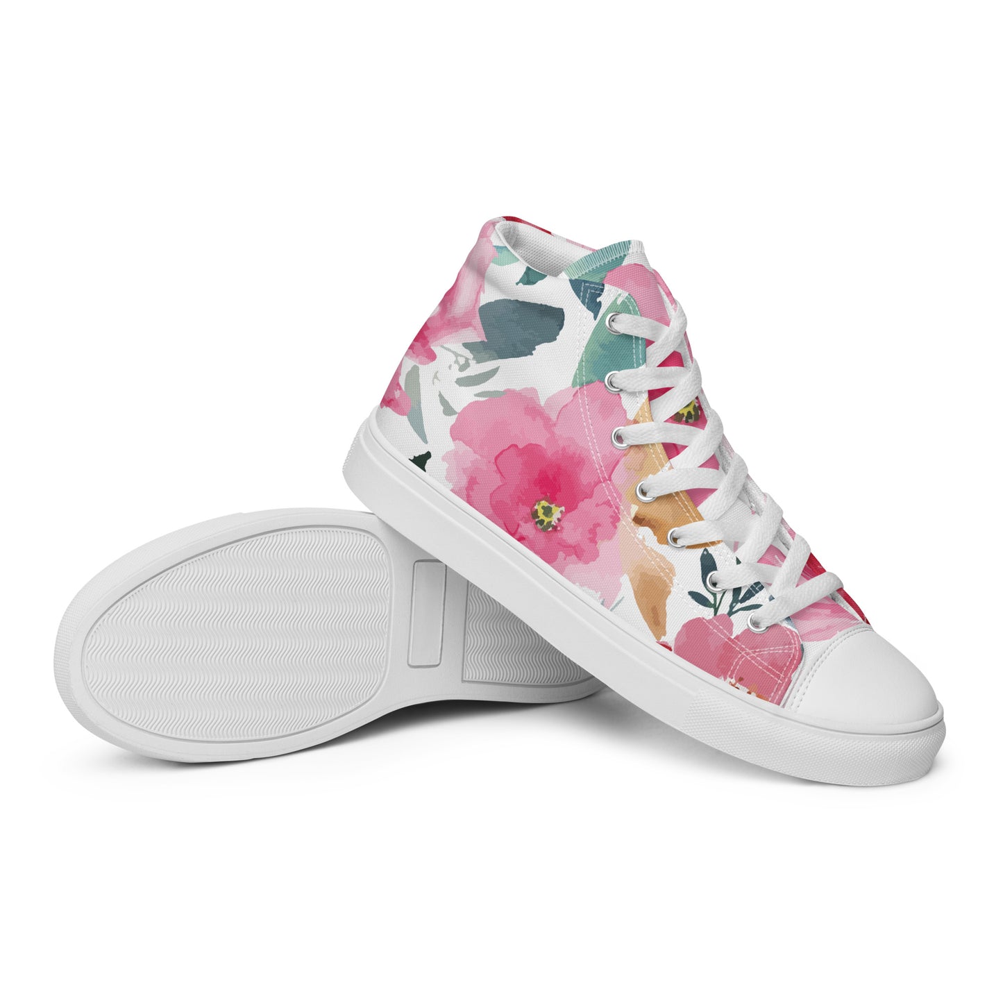 Women’s High Top Canvas Shoes Pink Floral