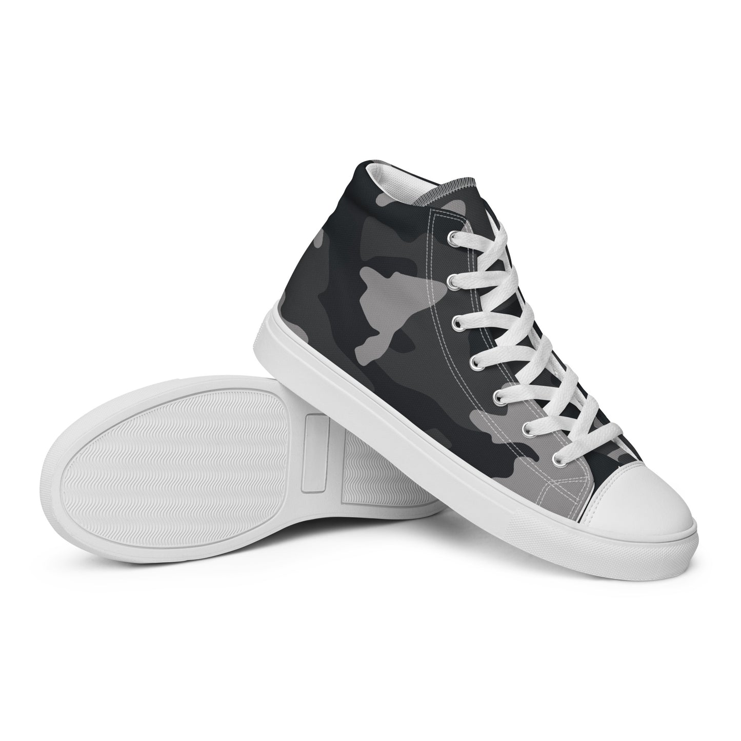 Women’s High Top Canvas Shoes Black and Gray Camo