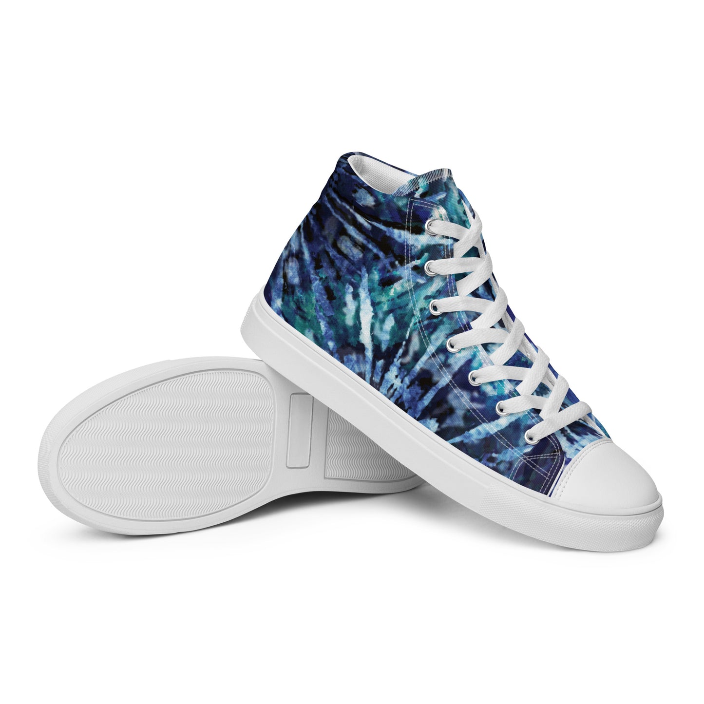 Women’s High Top Canvas Shoes Blue Starburst Tie Dye