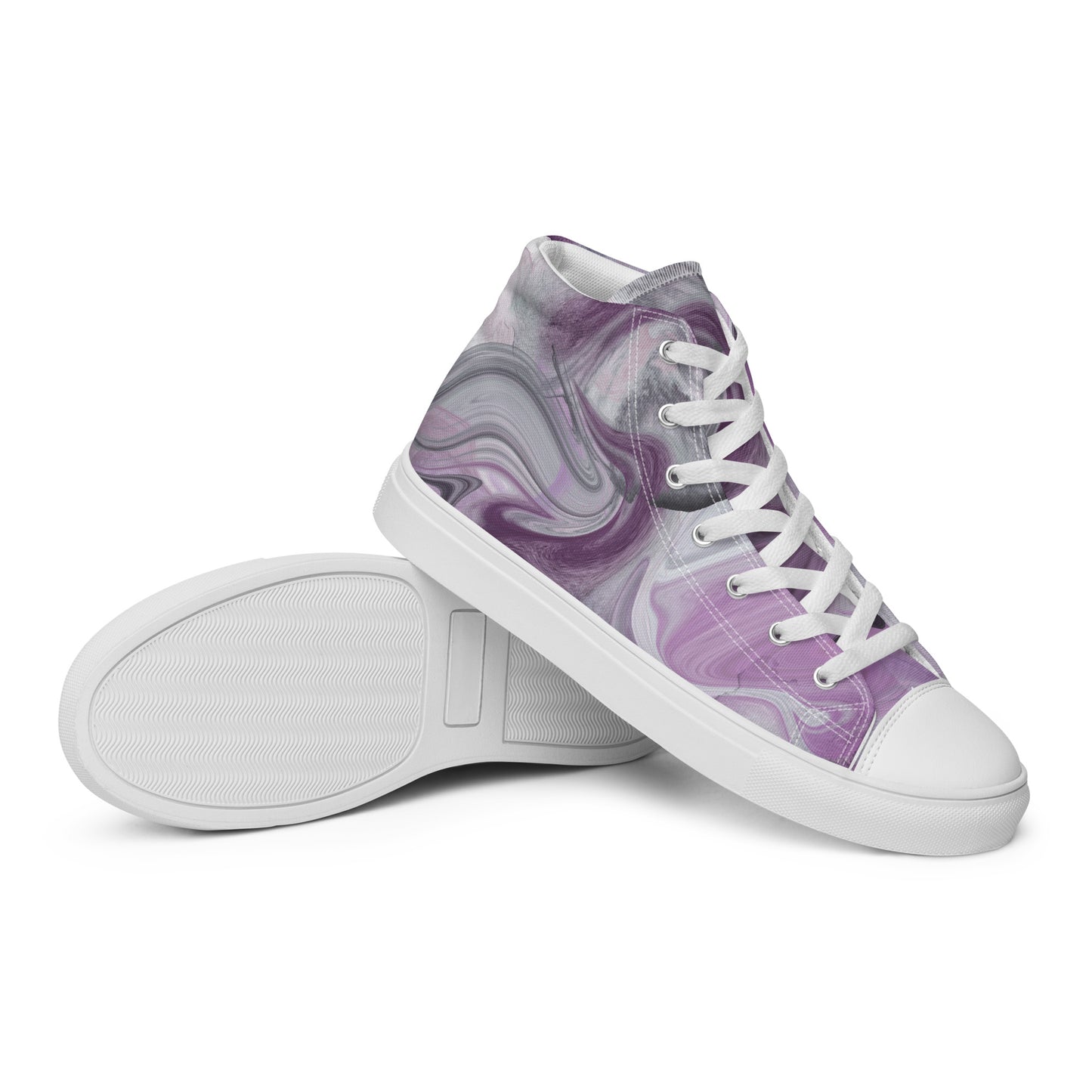 Women’s High Top Canvas Shoes Purple and Gray Marbled