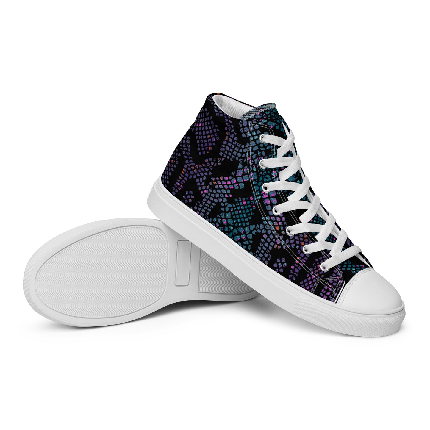 Women’s High Top Canvas Shoes Prismatic Black Snakeskin