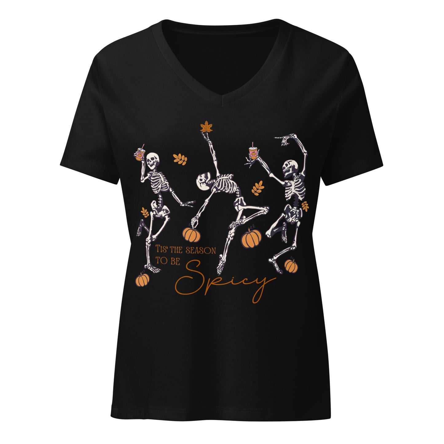 Women’s Relaxed V-neck Tee Spicy Skellies