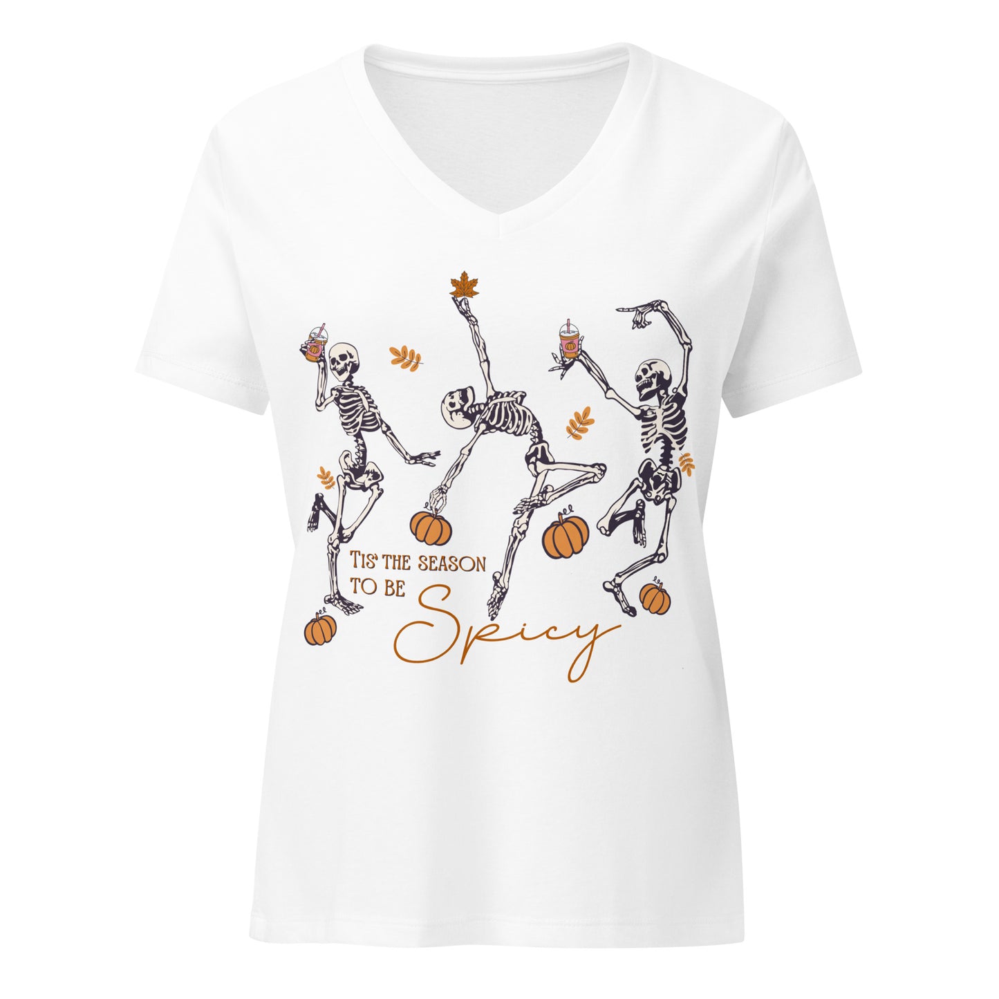 Women’s Relaxed V-neck Tee Spicy Skellies