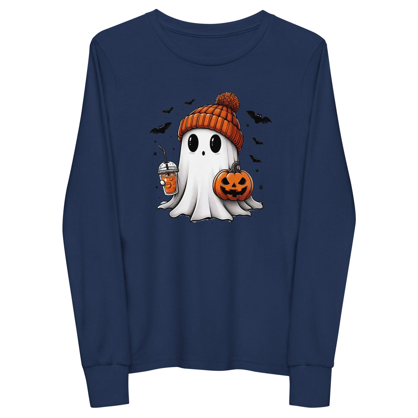 Youth Long Sleeve Tee Beanie Ghostie with Iced PSL