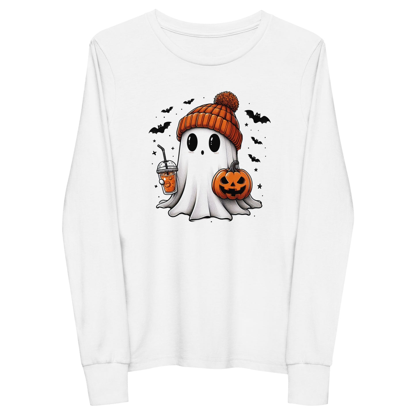 Youth Long Sleeve Tee Beanie Ghostie with Iced PSL