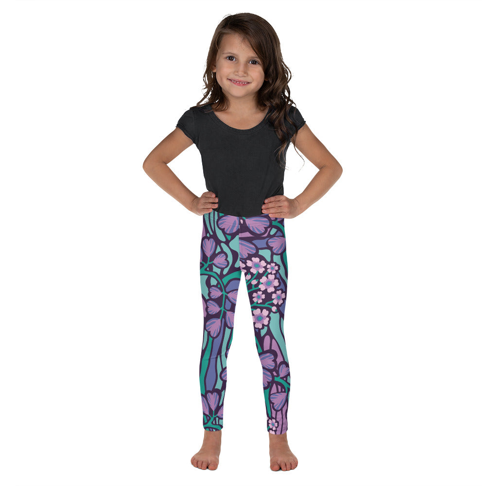 Little Kid's Leggings Purple Floral