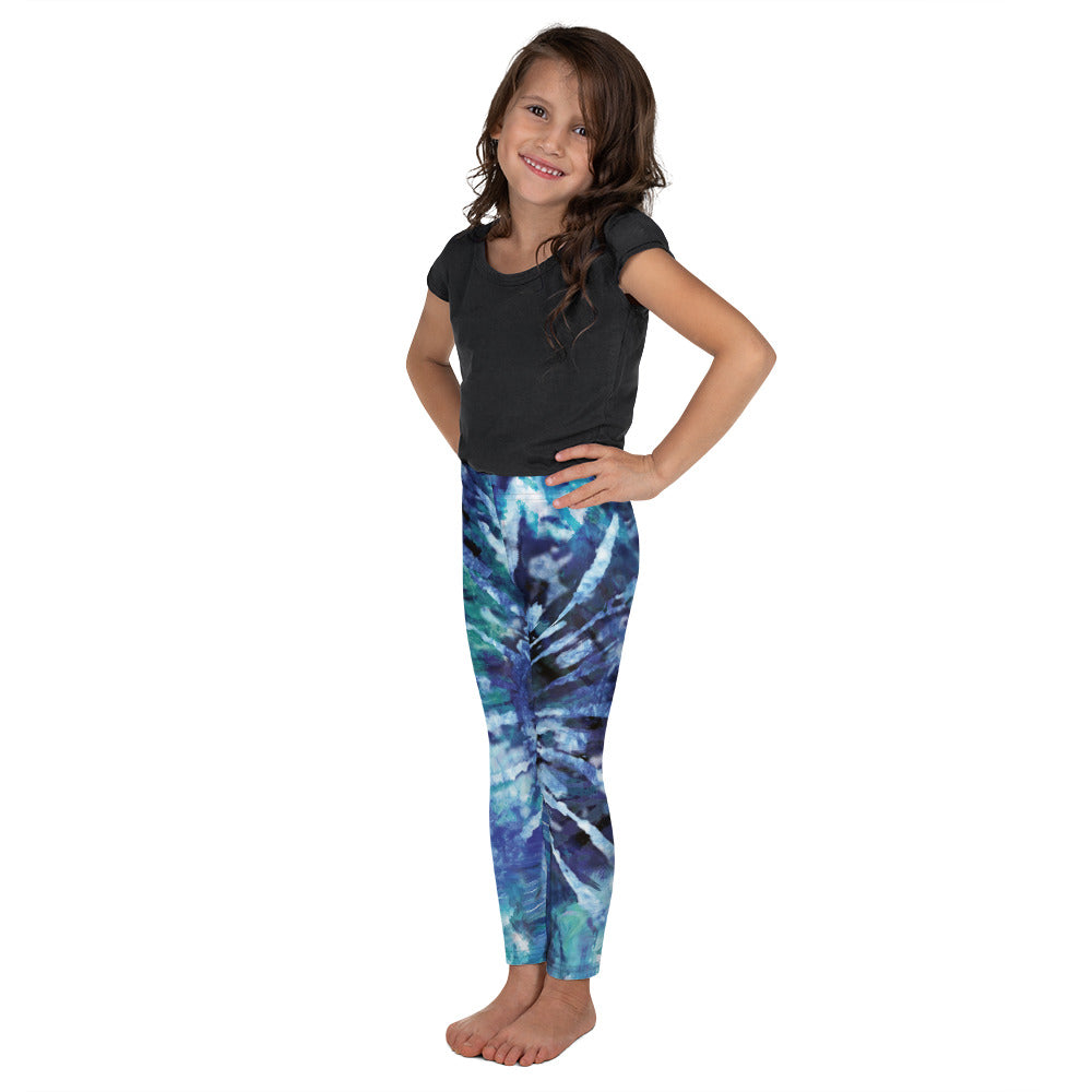 Little Kid's Leggings Indigo Tie Dye