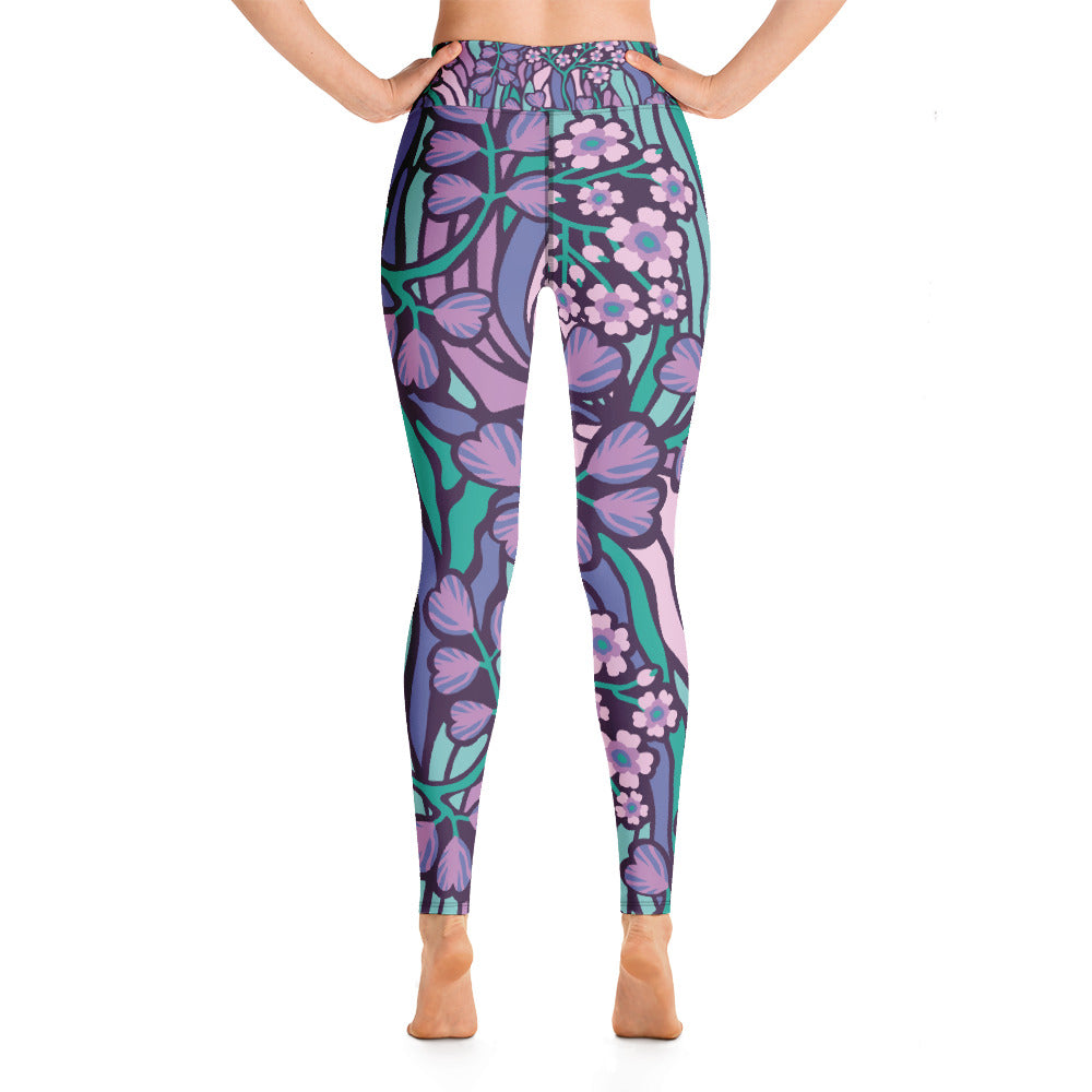 Women's Yoga Leggings Purple Floral