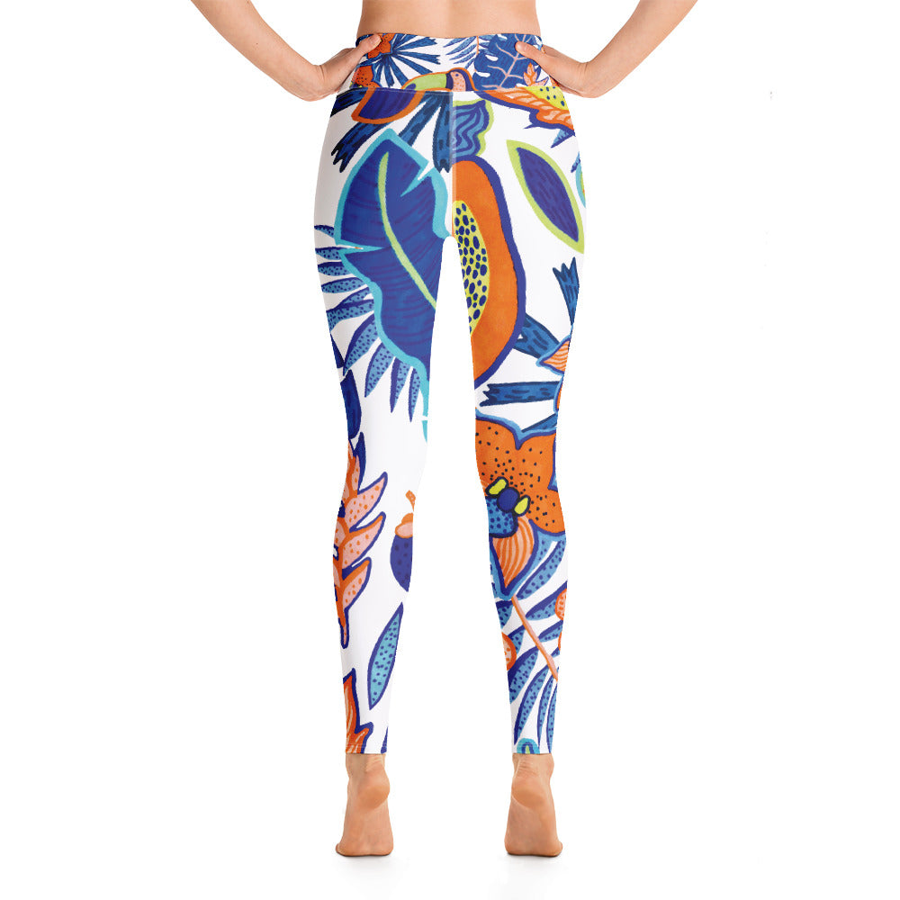 Women's Yoga Leggings Blue Tropical