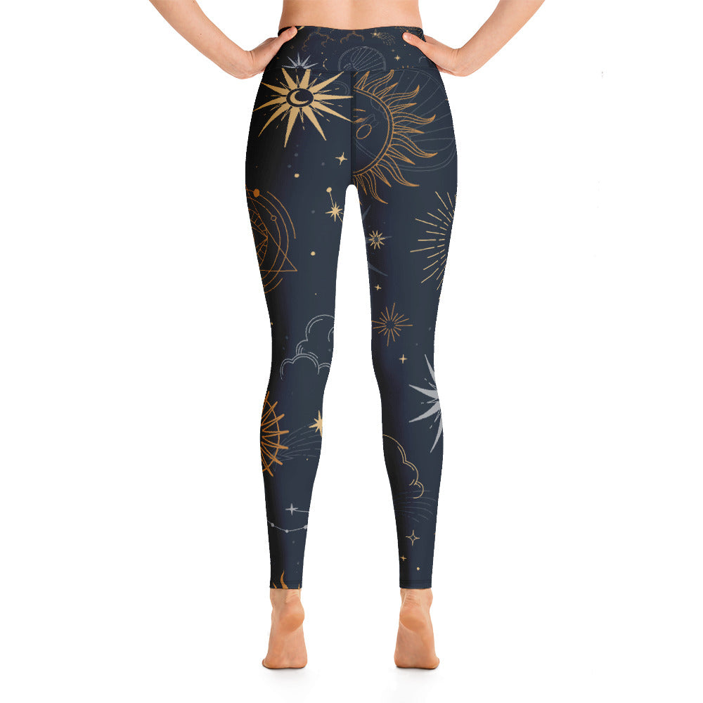 Women's Yoga Leggings Black Celestial