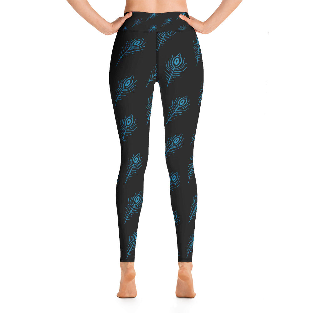 Women's Yoga Leggings Turquoise Feather