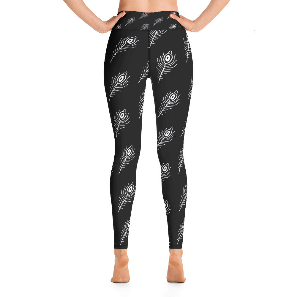 Women's Yoga Leggings White Feather