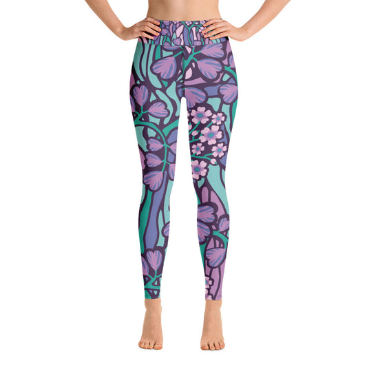 Women's Yoga Leggings Purple Floral