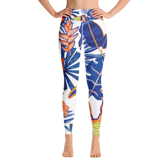 Women's Yoga Leggings Blue Tropical