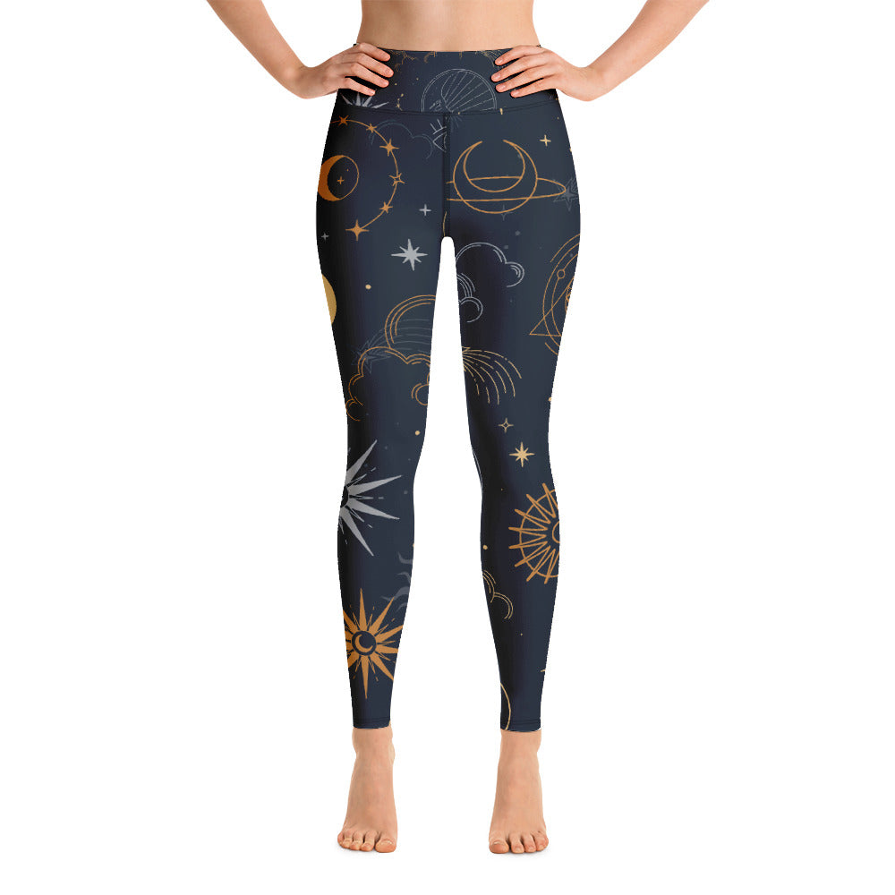 Women's Yoga Leggings Black Celestial