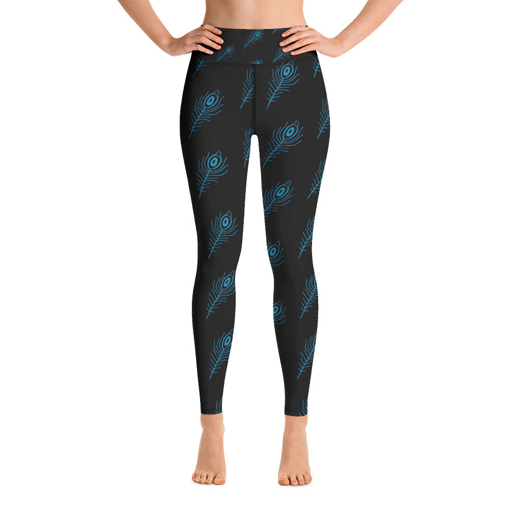 Women's Yoga Leggings Turquoise Feather