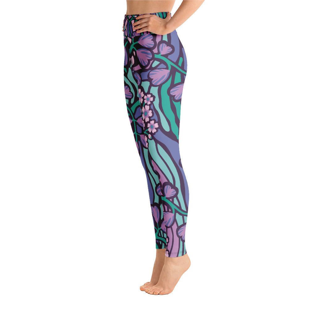 Women's Yoga Leggings Purple Floral