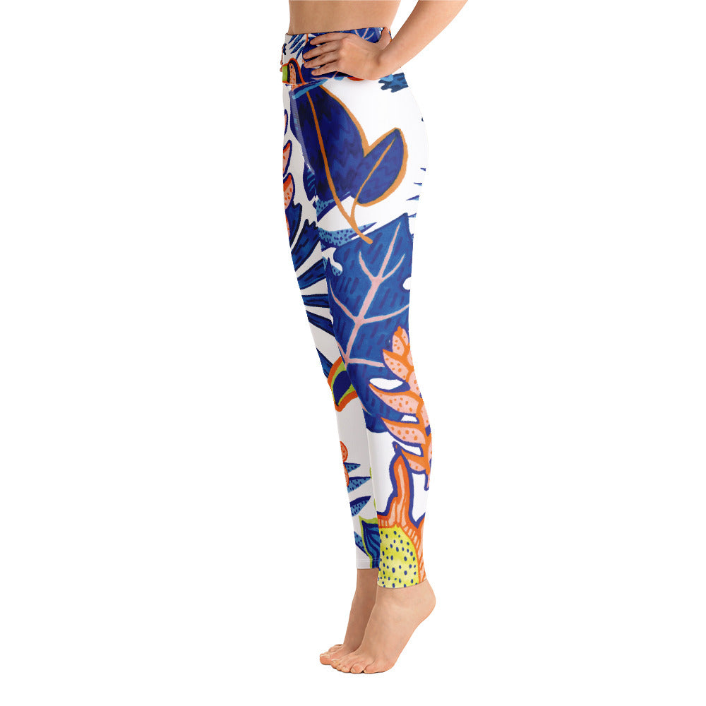 Women's Yoga Leggings Blue Tropical