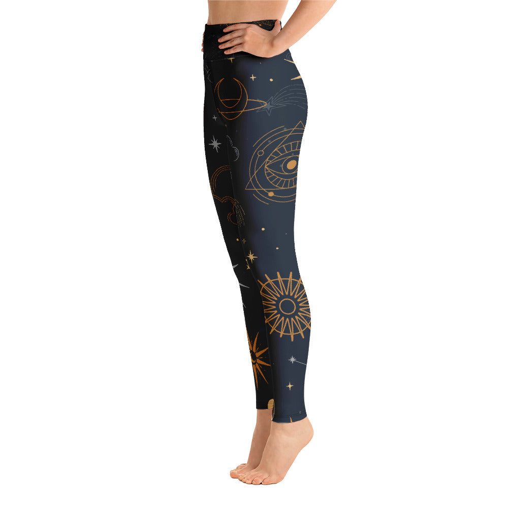 Women's Yoga Leggings Black Celestial