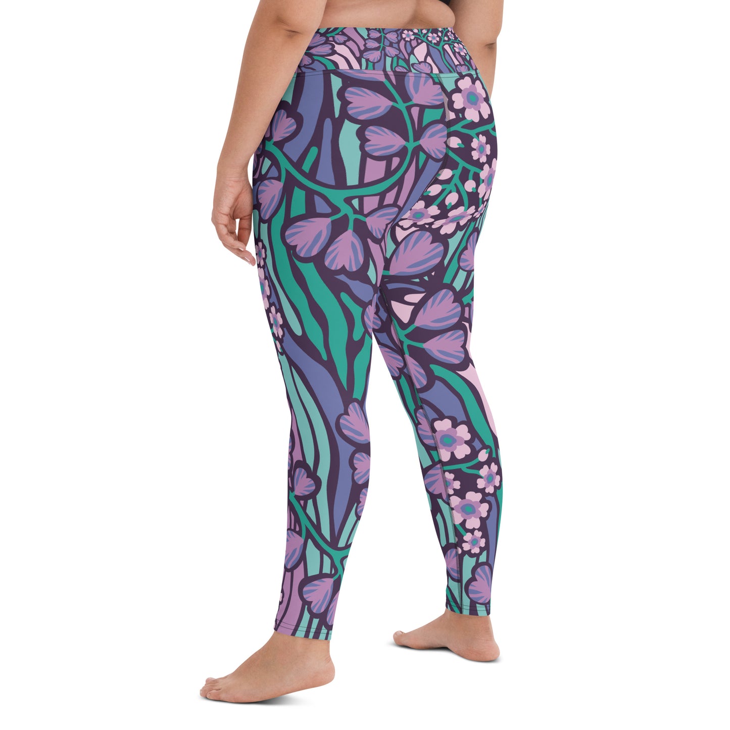 Women's Yoga Leggings Purple Floral