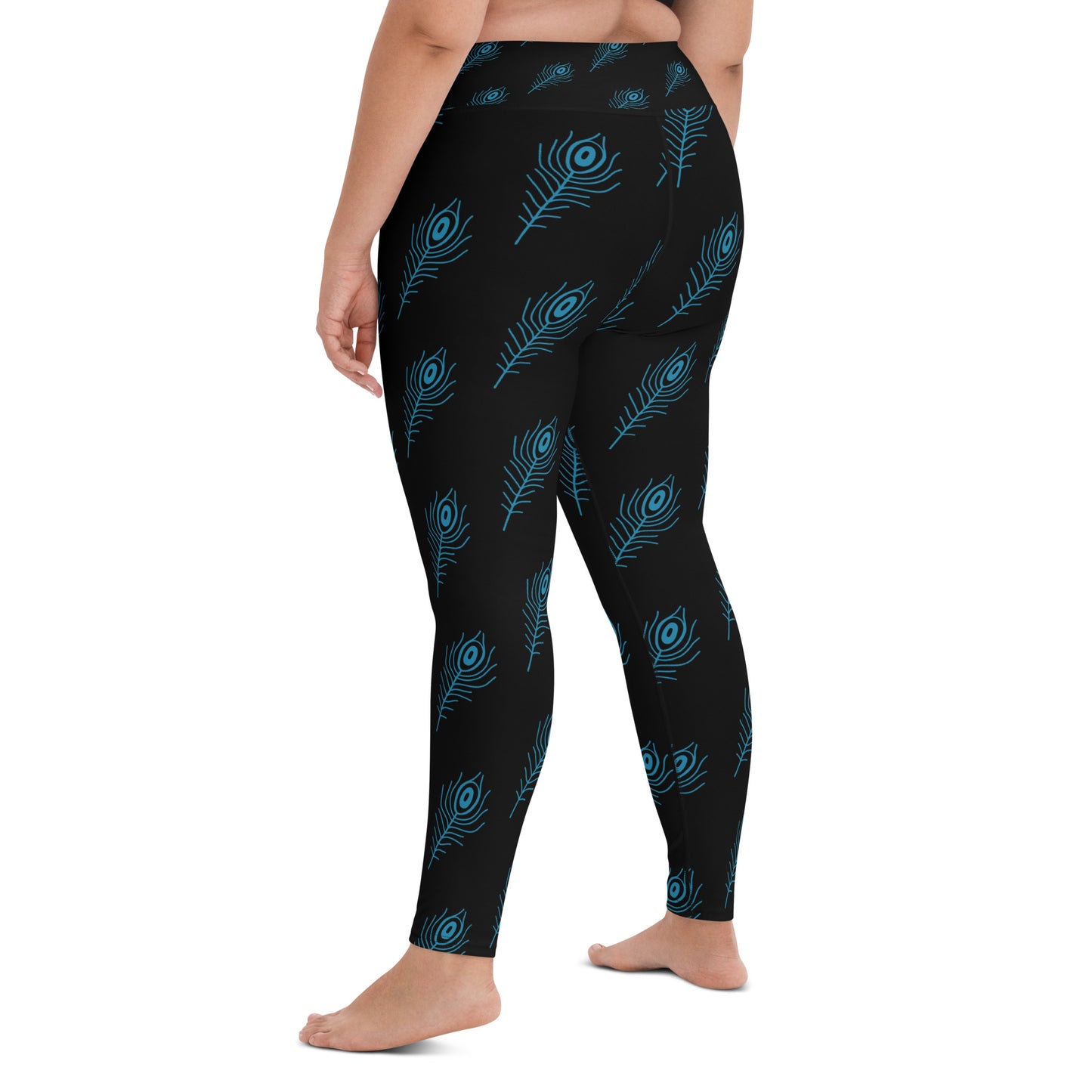 Women's Yoga Leggings Turquoise Feather