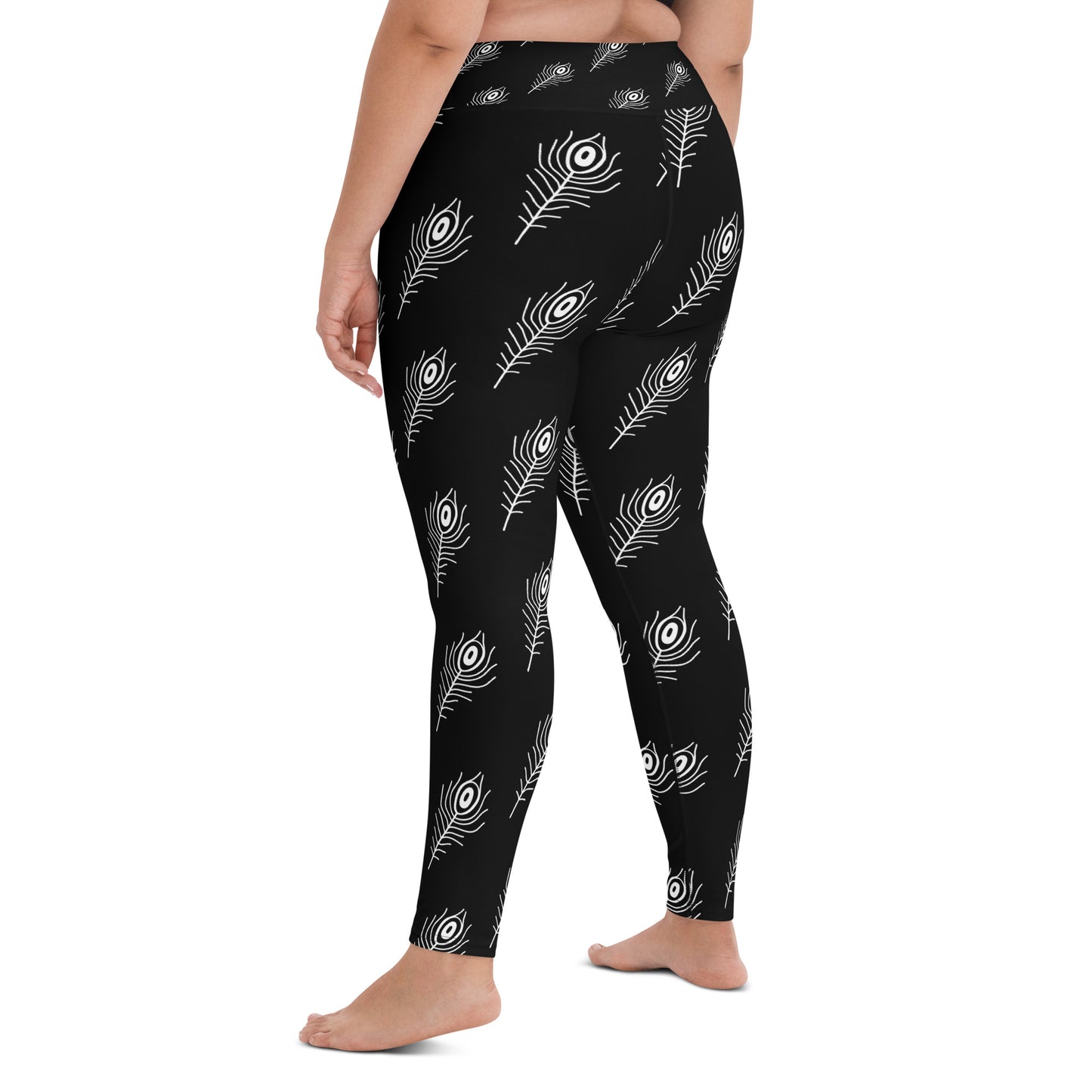 Women's Yoga Leggings White Feather