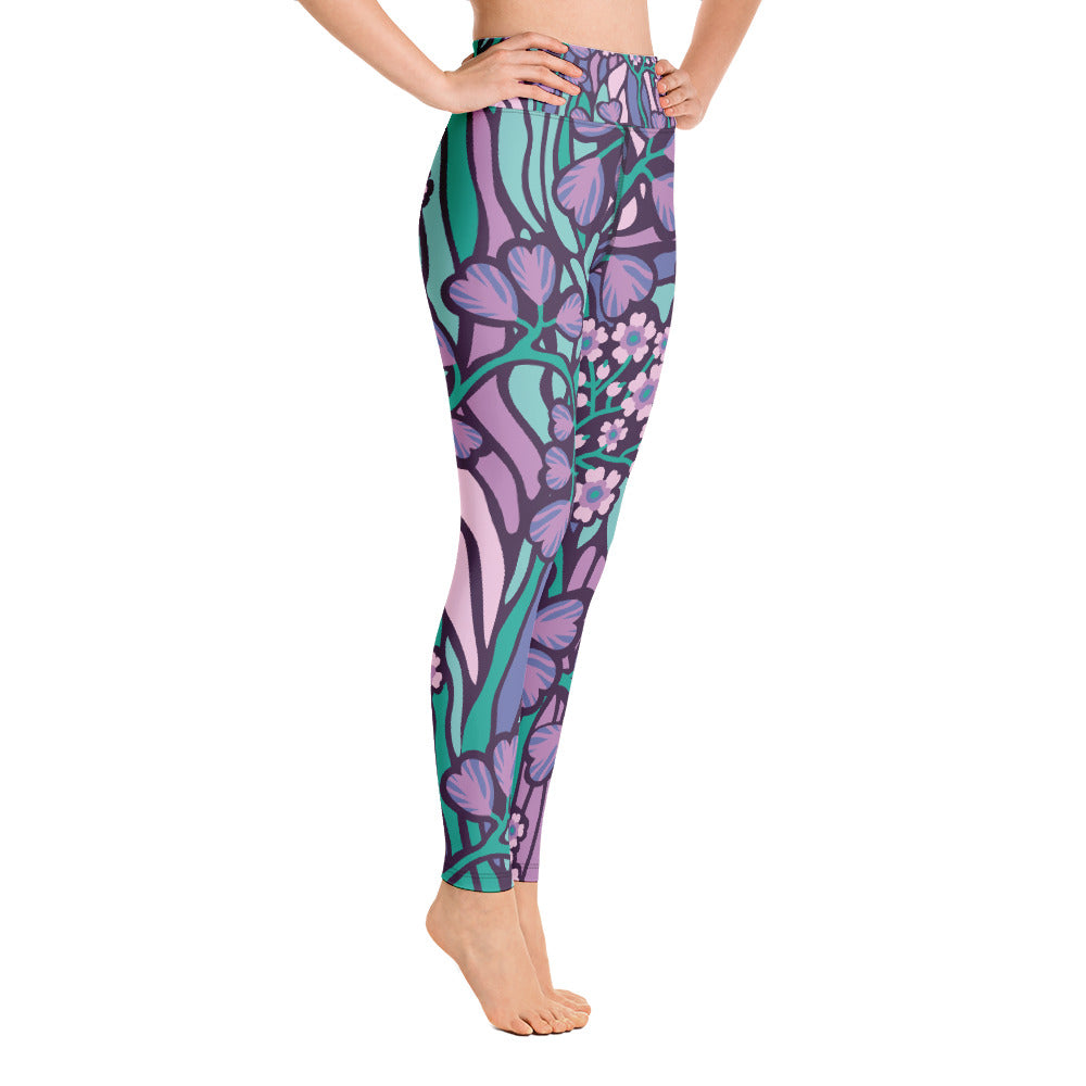 Women's Yoga Leggings Purple Floral