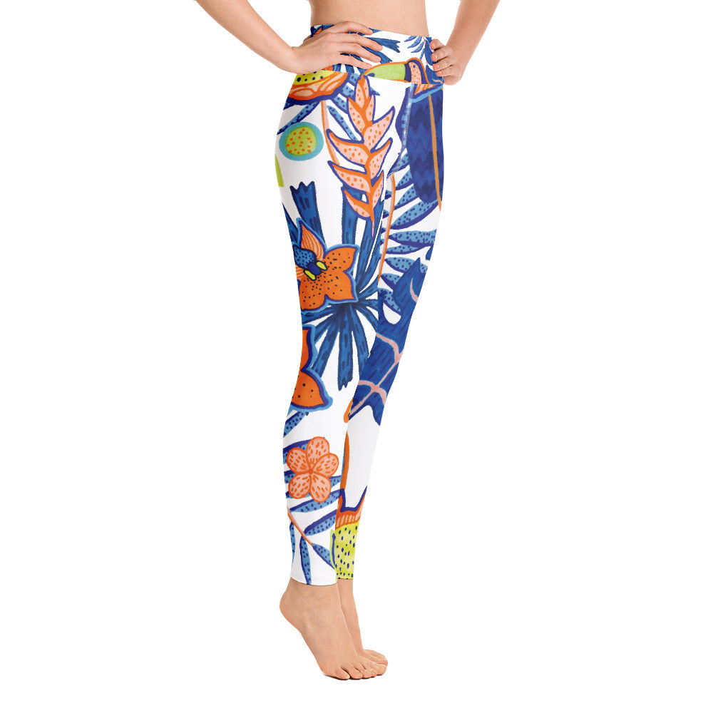 Women's Yoga Leggings Blue Tropical