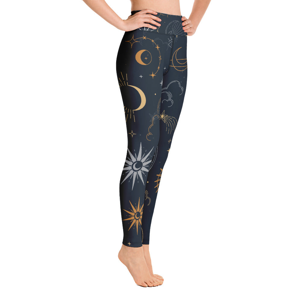 Women's Yoga Leggings Black Celestial