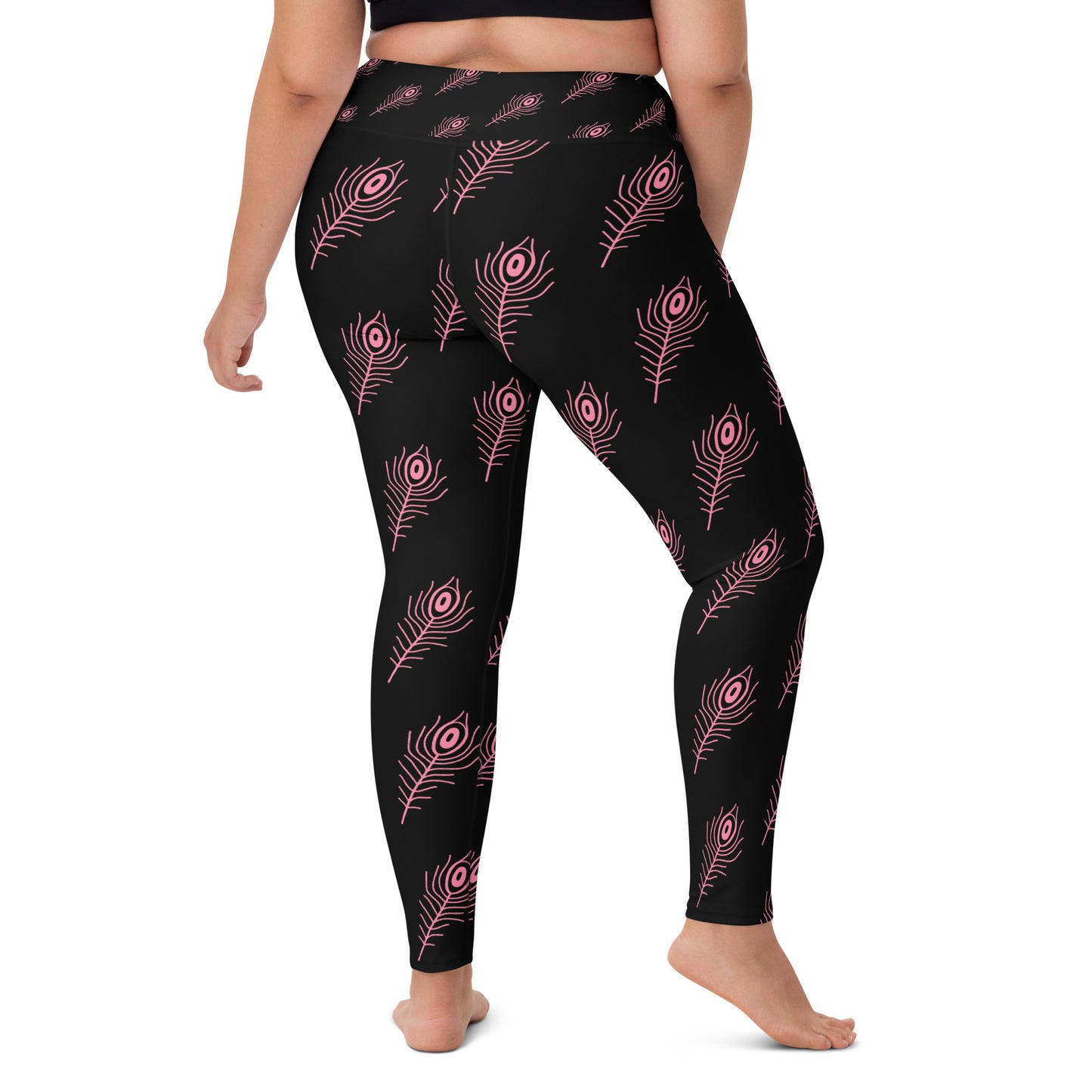 Women's Yoga Leggings Pink Feather