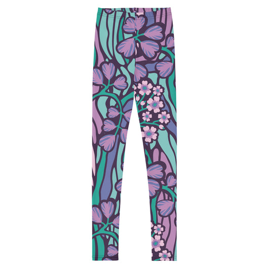 Big Kid's Leggings Purple Floral