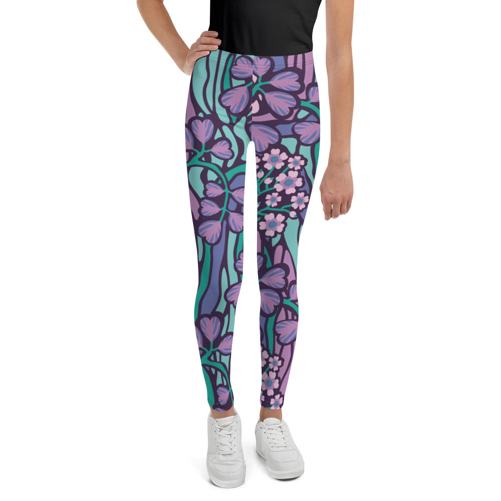 Big Kid's Leggings Purple Floral