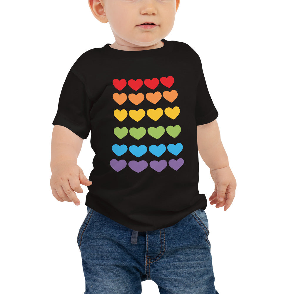 Baby Toddler Jersey Short Sleeve Bella Canvas Tee Rainbow Hearts