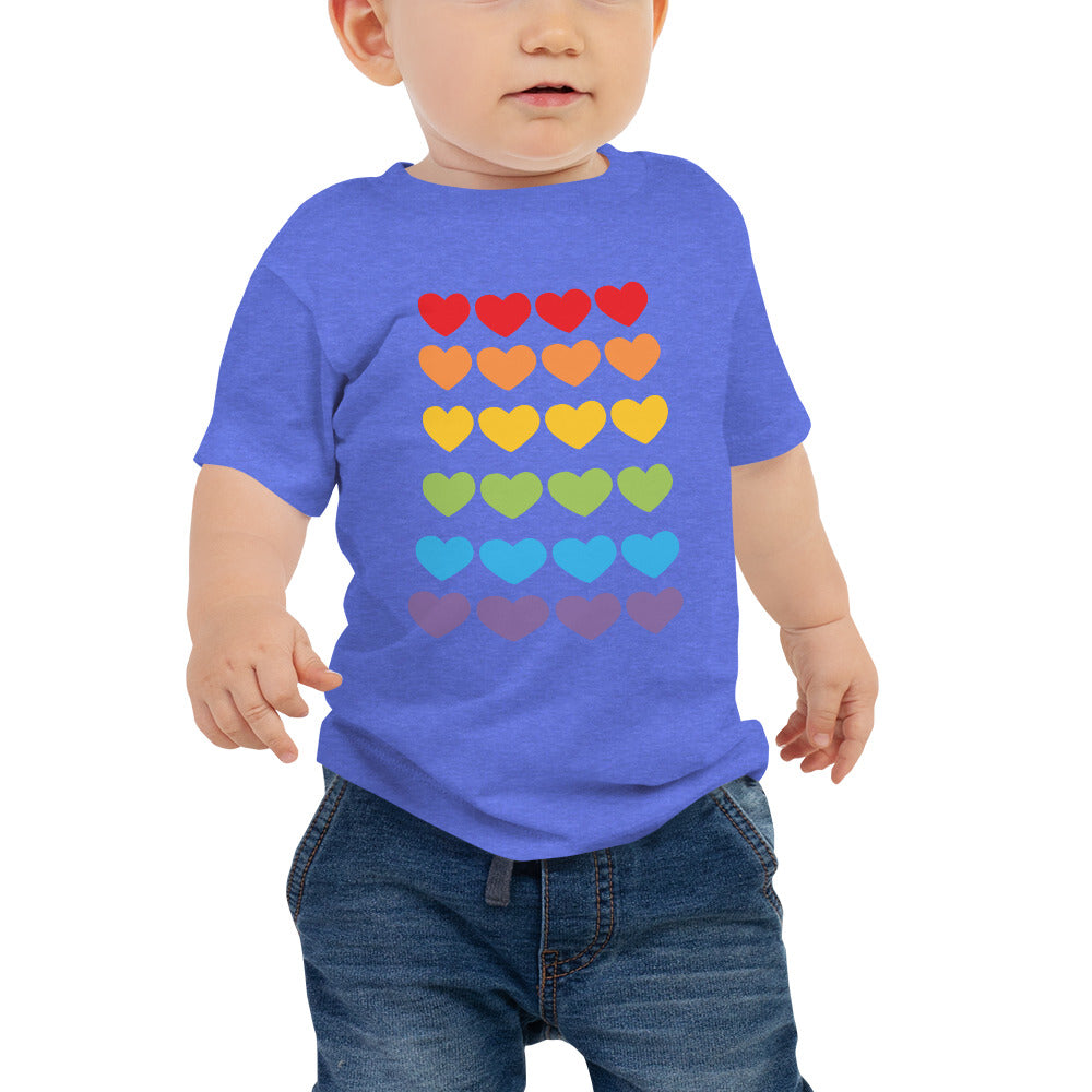 Baby Toddler Jersey Short Sleeve Bella Canvas Tee Rainbow Hearts