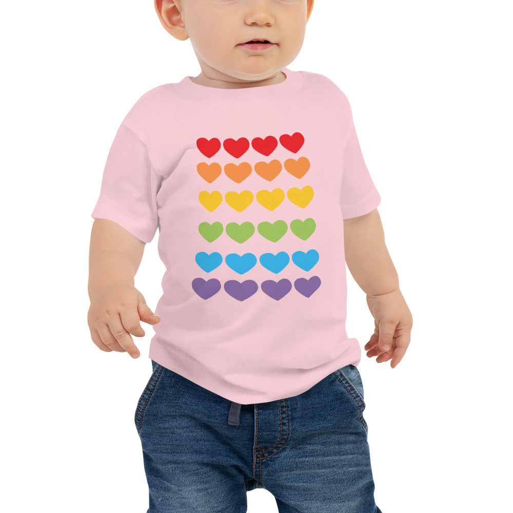 Baby Toddler Jersey Short Sleeve Bella Canvas Tee Rainbow Hearts