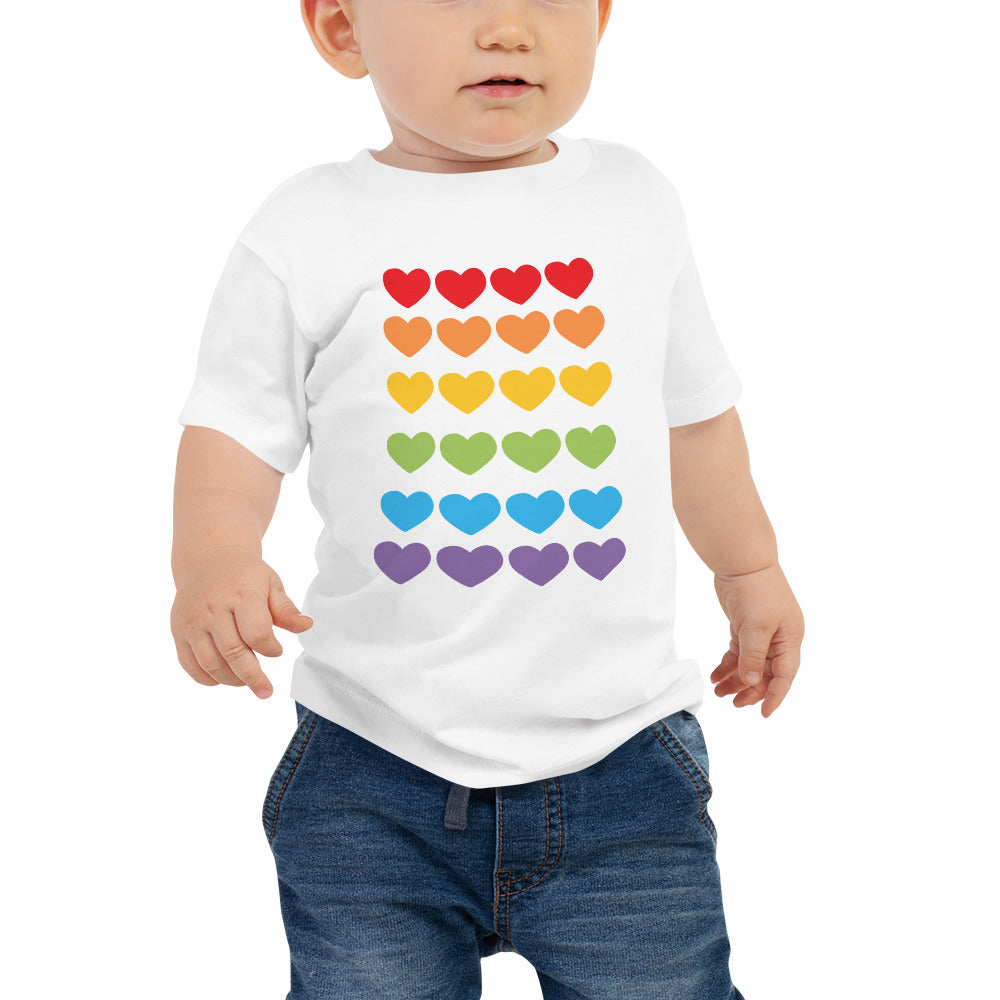 Baby Toddler Jersey Short Sleeve Bella Canvas Tee Rainbow Hearts