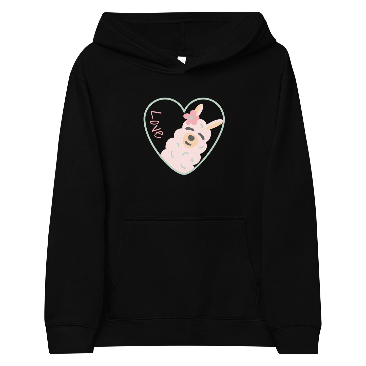 Kids Fleece Hoodie Love Llama