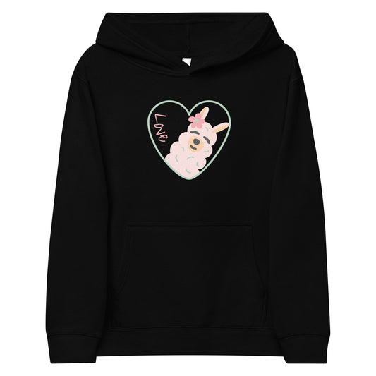 Kids Fleece Hoodie Love Llama