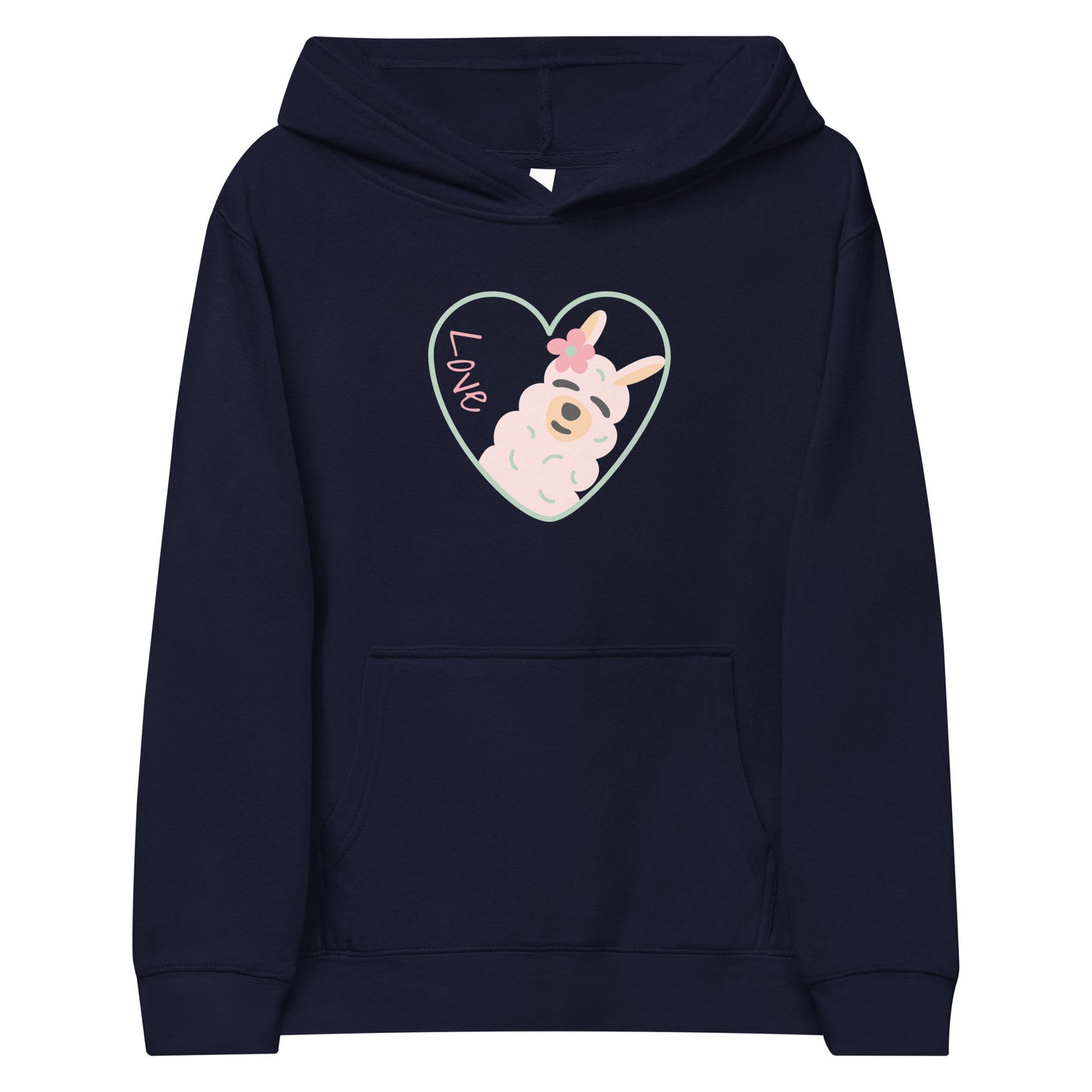 Kids Fleece Hoodie Love Llama