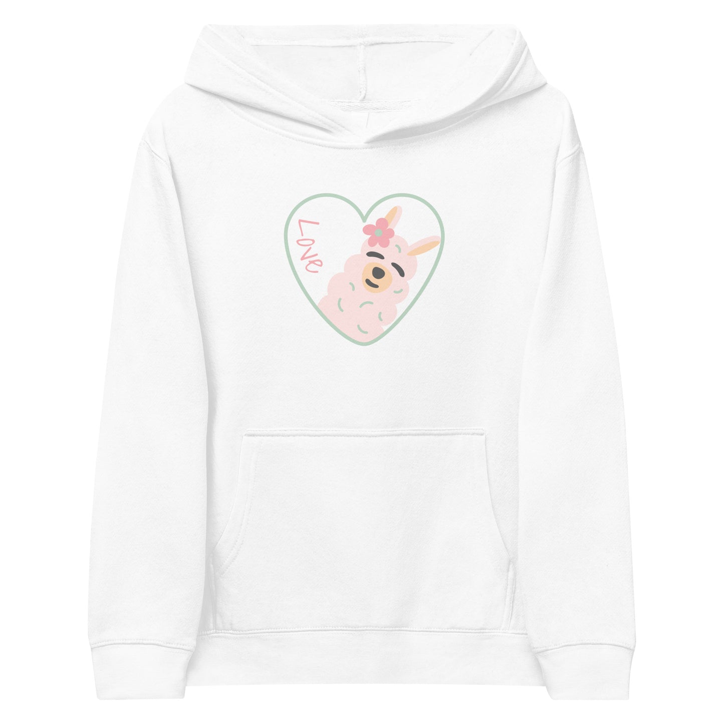 Kids Fleece Hoodie Love Llama