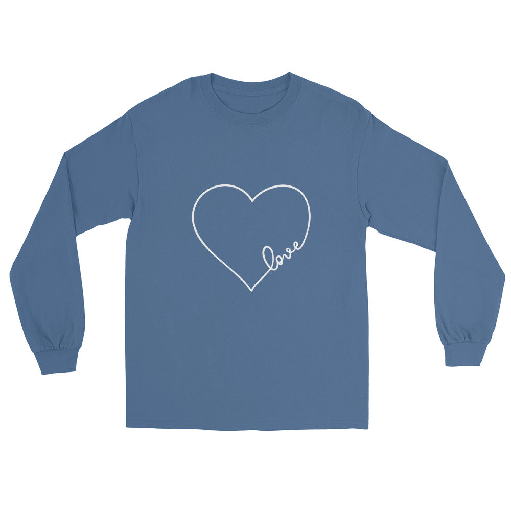 Unisex Long Sleeve Tee Heart Love Script