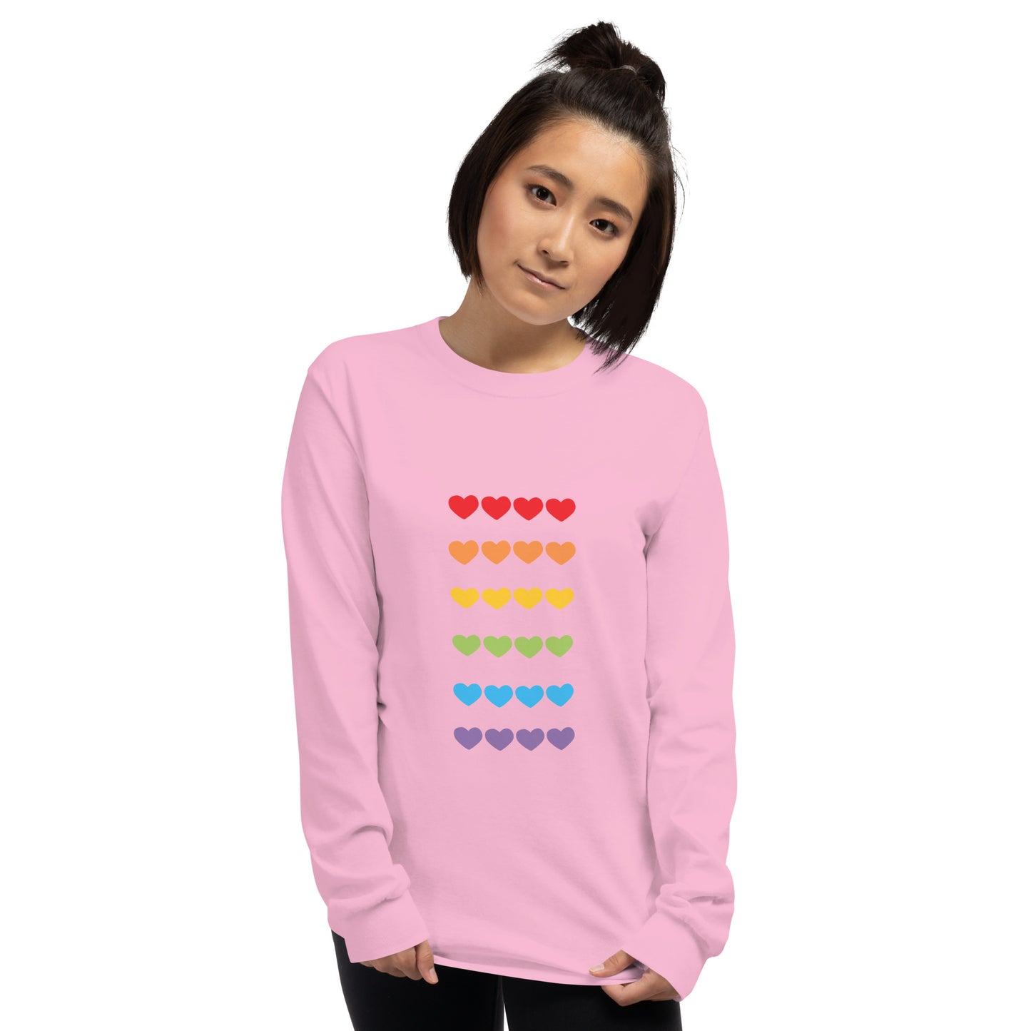 Unisex Long Sleeve Tee Rainbow Hearts