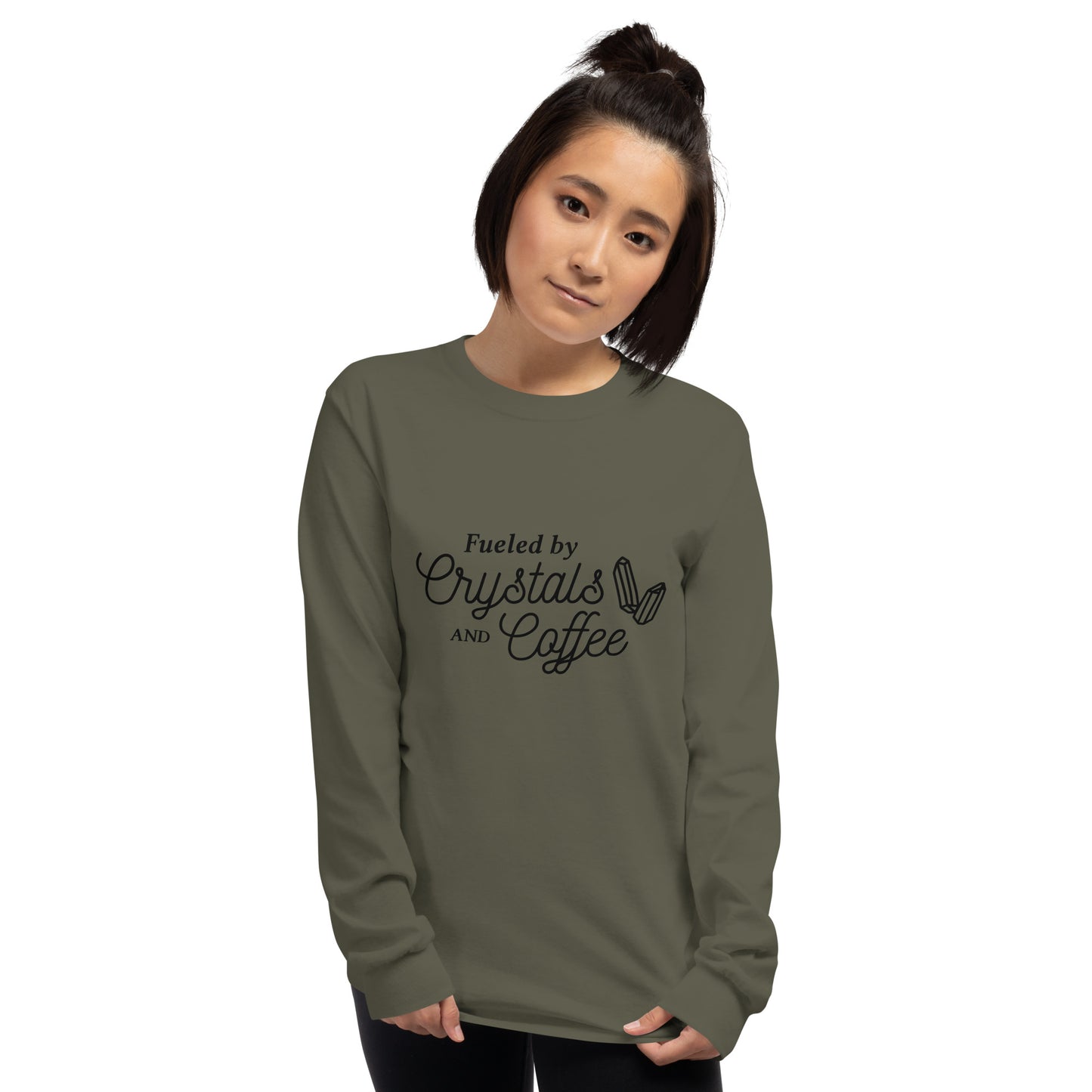 Unisex Long Sleeve Tee Crystals and Coffee