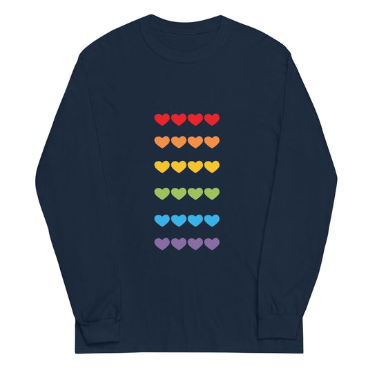 Unisex Long Sleeve Tee Rainbow Hearts